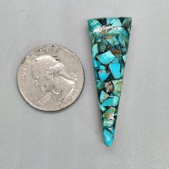 Vintage Natural Blue Copper Turquoise stone bead dangle pendant - Picture 5 of 6